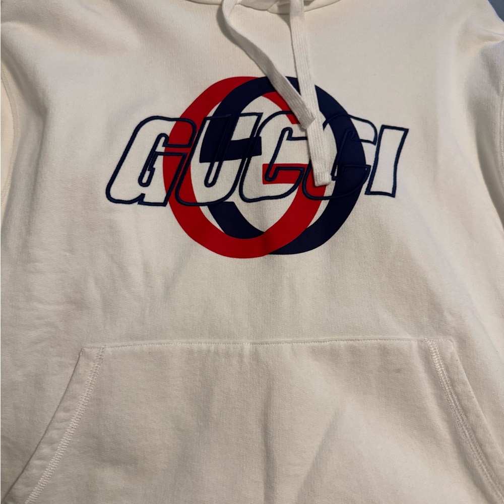 Gucci White Hoodie with Signature Label